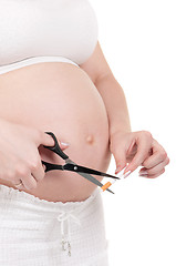 Image showing Pregnant belly with cigarettes