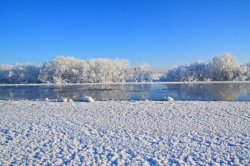 Image showing white ice on winter river