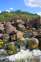 Image showing quick river flow amongst stone 