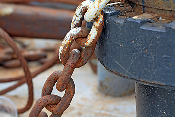 Image showing aging anchor chain on ancient nave