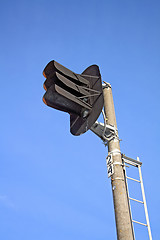 Image showing railway semaphore on blue background