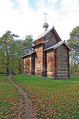 Image showing wooden chapel in autumn wood