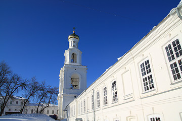 Image showing christian orthodox male priory amongst snow