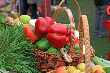 Image showing red pepper on rural market