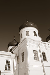 Image showing christian church on territory of the orthodox priory , sepia