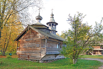 Image showing aging orthodox chapel in village 