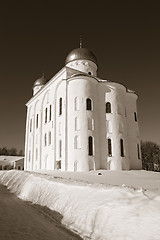 Image showing bell tower of the ancient orthodox priory , sepia