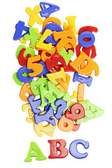 Image showing  ABC lettering near plastic alphabet letters  