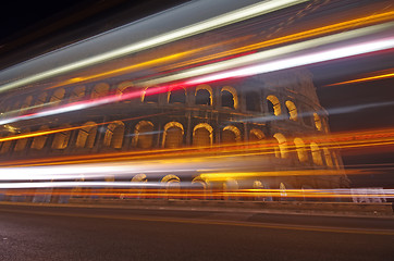 Image showing Night traffic at Colosseum