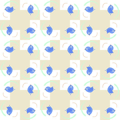 Image showing Blue birds seamless pattern