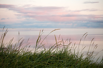 Image showing scenic sunset at Northern sea