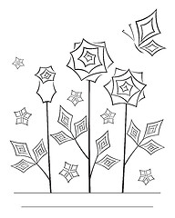 Image showing Artistic angular flower line art card