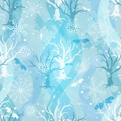 Image showing Winter repeating blue pattern