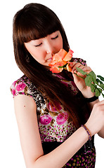 Image showing Pretty woman with flower