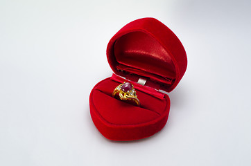 Image showing Ruby Gold Ring in the Red Box