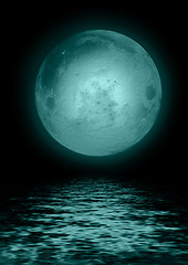 Image showing Full moon reflected in water