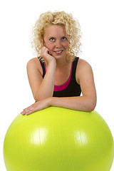 Image showing Beautiful young woman with gym ball