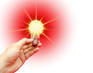 Image showing Background with lit lightbulb