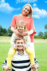 Image showing An attractive happy smiling family