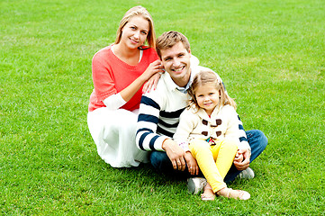 Image showing Portrait of happy young family with daughter