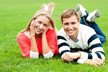 Image showing Couple outdoors enjoying a summery day