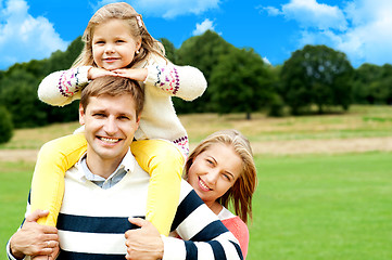 Image showing Happy smiling family outdoors