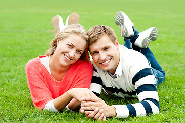 Image showing Couple outdoors enjoying the fresh air