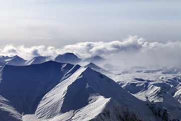 Image showing Evening mountains in haze