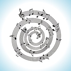 Image showing abstract music background with musical notes on white