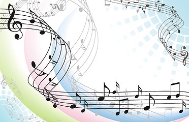 Image showing abstract music background with musical notes on white