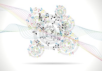 Image showing abstract music background with musical notes on white