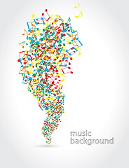 Image showing abstract music background with musical notes on white