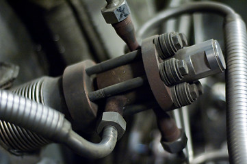 Image showing Steel valve inside a large industrial facility