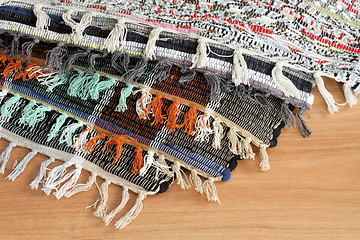 Image showing Homespun mat of colored ribbons