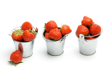 Image showing Tin Buckets with Strawberry