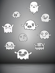 Image showing Set of 10 Cute Ghosts Stickers. Vector Image