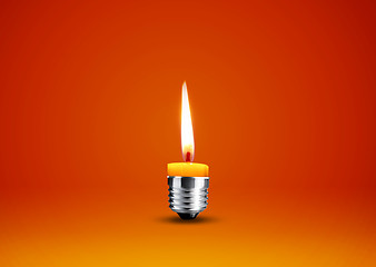 Image showing Wax candle into lighting bulb 