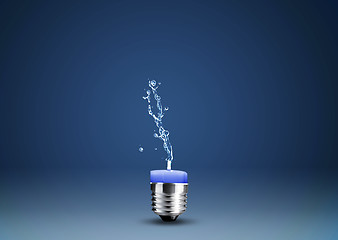 Image showing Wax candle into lighting bulb with water splashes