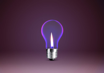 Image showing Wax candle into lighting bulb 