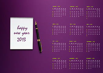 Image showing New year 2013 Calendar