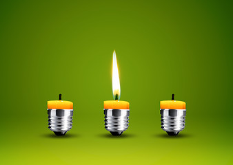 Image showing Wax candle into lighting bulb 