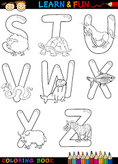 Image showing Cartoon Alphabet with Animals for coloring