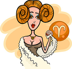 Image showing woman cartoon illustration aries sign