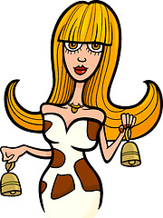 Image showing woman cartoon illustration taurus sign