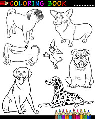 Image showing Cartoon Dogs for Coloring Book or Page