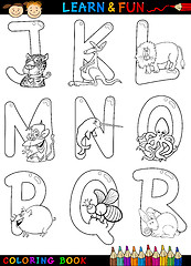 Image showing Cartoon Alphabet with Animals for coloring