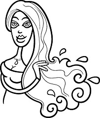 Image showing woman aquarius sign for coloring