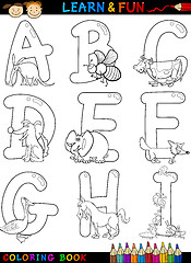 Image showing Cartoon Alphabet with Animals for coloring