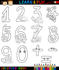 Image showing numbers with cartoon animals for coloring