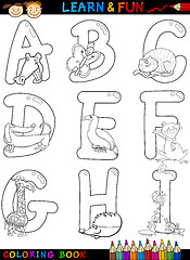 Image showing Cartoon Alphabet with Animals for coloring